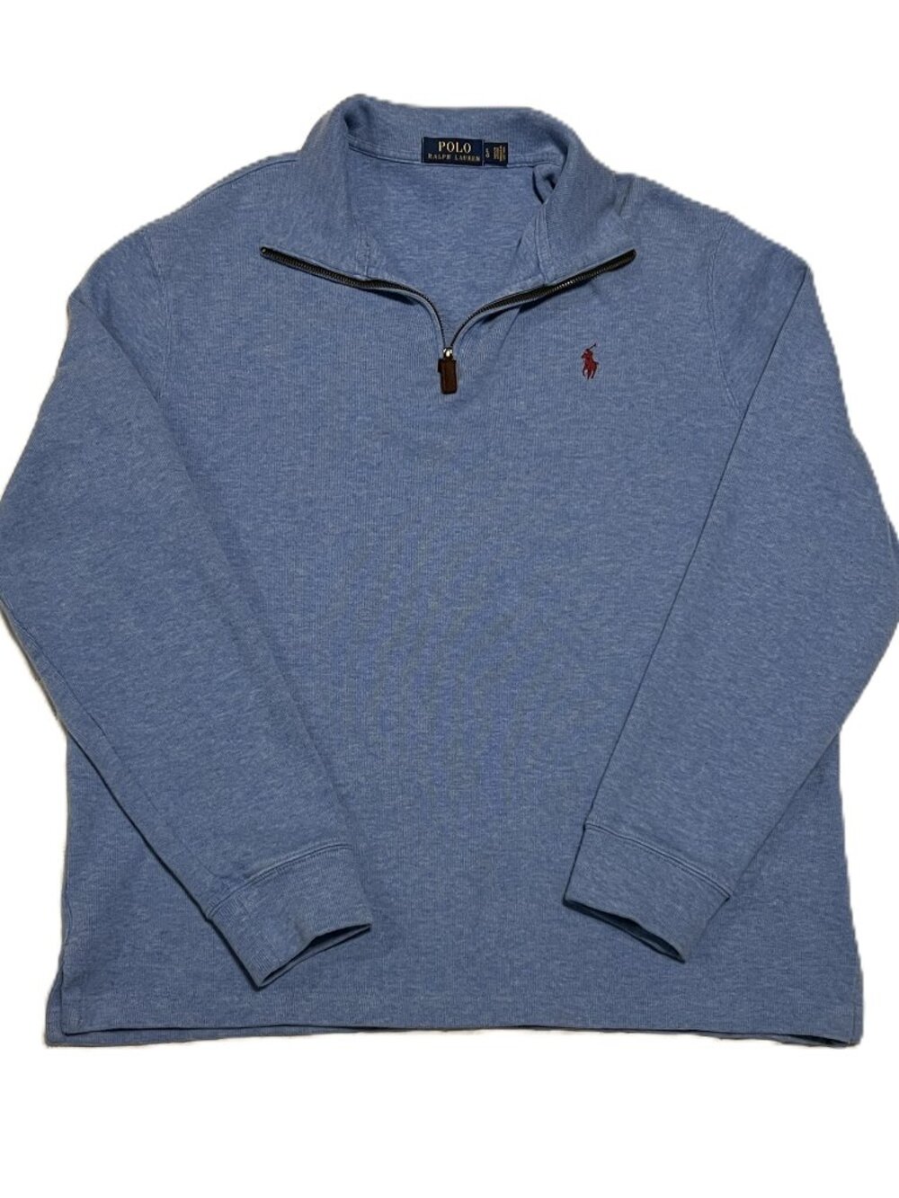 Preppy Old Money Polo Ralph Lauren Estate Rib 1/4 Zip Sweater Blue Men's Large